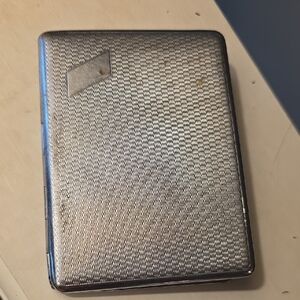Har Bro Made In England Antique Vintage Silver Textured Metal Cigarette Case